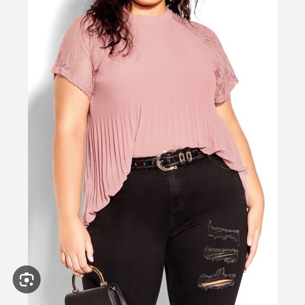NWT City Chic Cherish Peach Lace Top Small 16